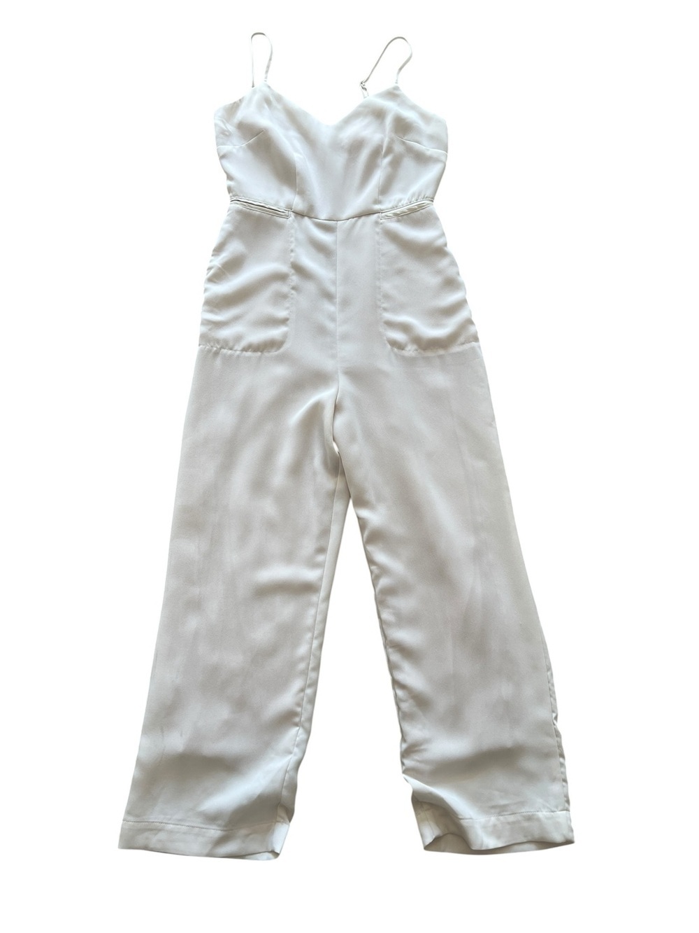 Anthropologie Maeve Cream Spaghetti Strap Wide Leg Jumpsuit-4